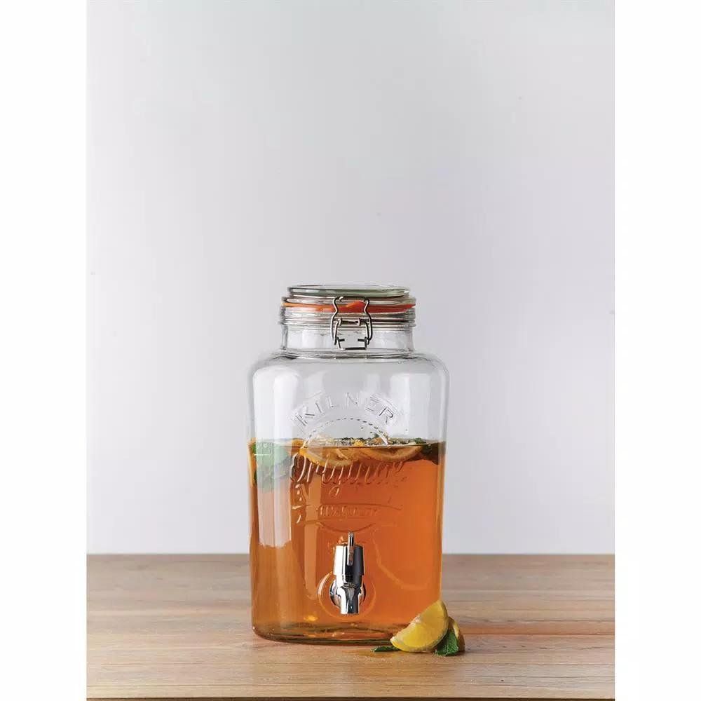 Kilner 2 Gal. Clip Top Glass Beverage Dispenser with Chrome Spigot