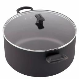 Farberware 10.5 Qt. Aluminum Nonstick Stock Pot with Glass Lid, Black thumbnail 1
