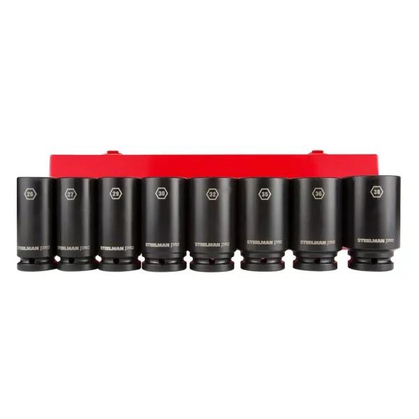 Steelman PRO 79280 3/4 in. Drive 6-Point Metric Deep Impact Socket Set, 8-Piece