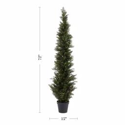 Pure Garden 72 in. Artificial Cedar Topiary with 9 in. Planter Pot thumbnail 2