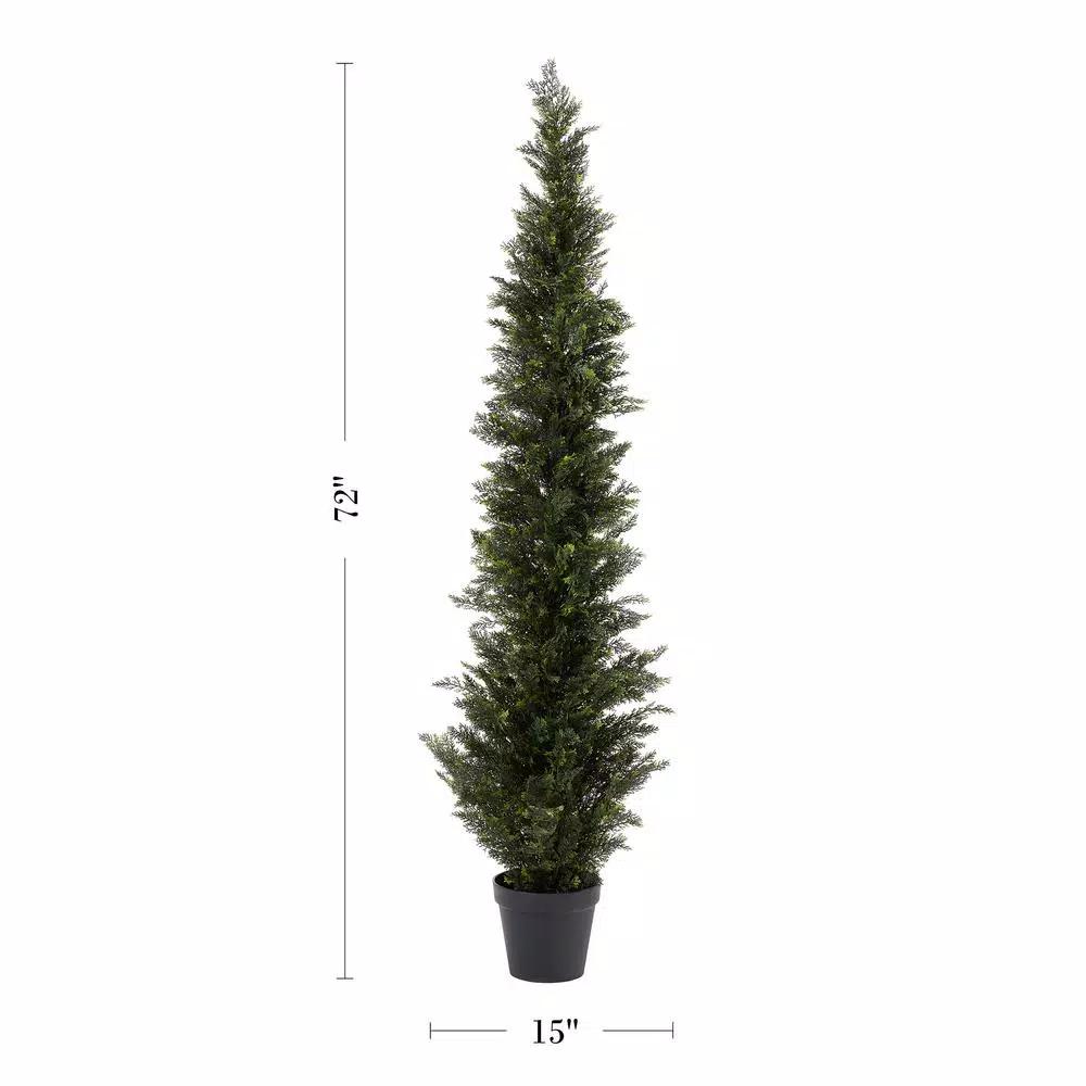 Pure Garden 72 in. Artificial Cedar Topiary with 9 in. Planter Pot