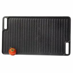 Basic Essentials 18 in. Cast Iron Rectangular Double Reversible Grill and Griddle, Pre-Seasoned Non-Stick thumbnail 4