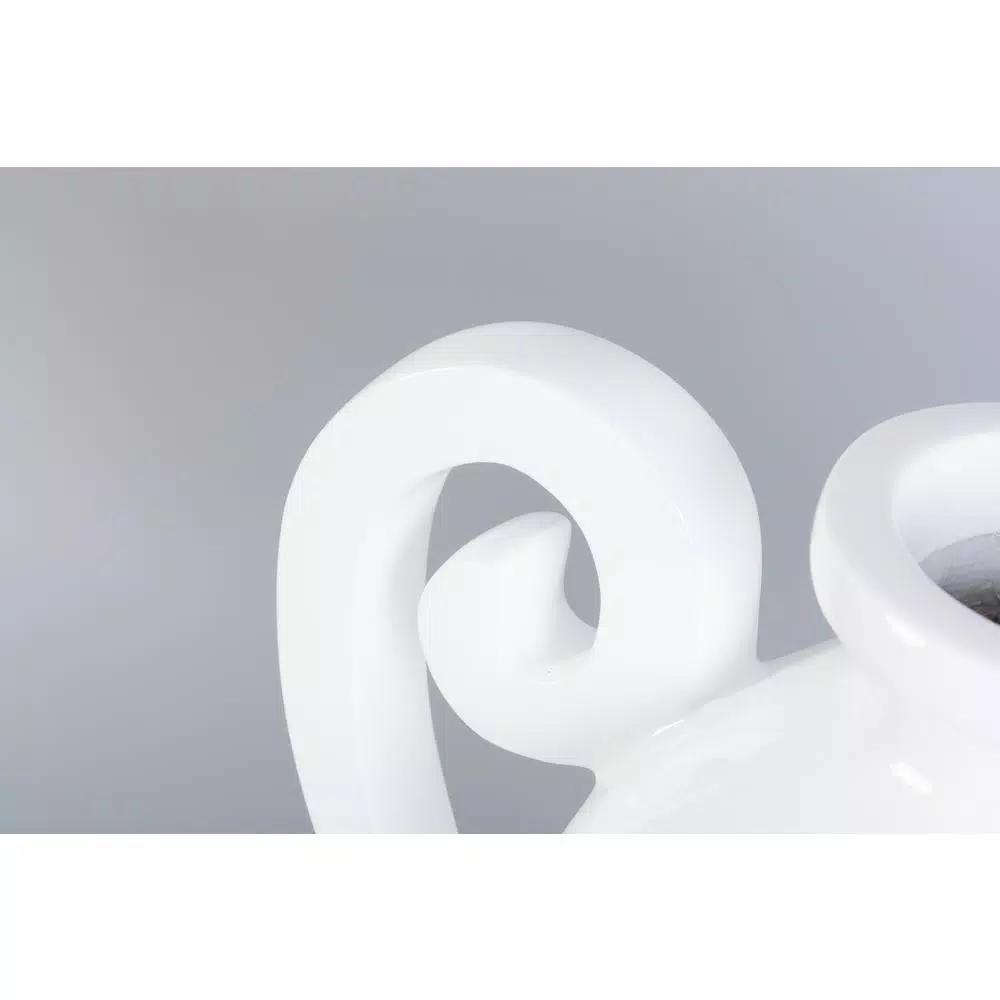 Uniquewise 20 in. White Gloss Amphora Style Modern Fiberglass Centerpiece Vase