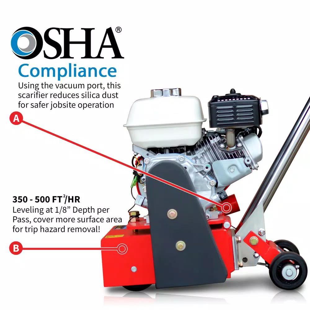 Unbranded JXSCAR-8H Concrete Scarifier Planer with 5.5 HP Honda Engine and Tungsten Carbide Teeth