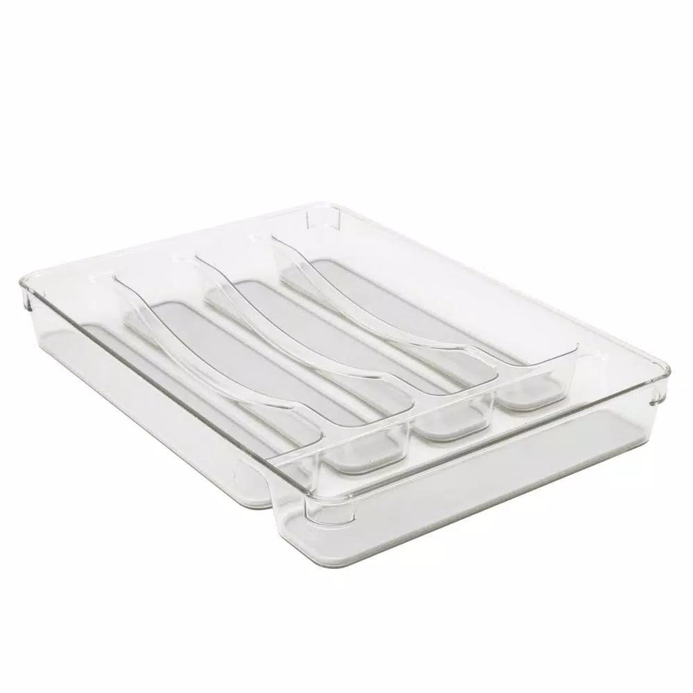 Kitchen Details 5-Compartment Cutlery Tray, Clear Plastic Utensil Organizer