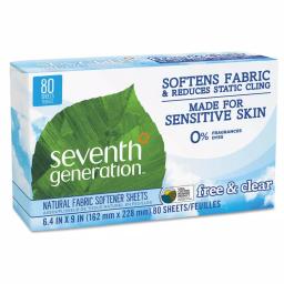 SEVENTH GENERATION Natural Free and Clear Fabric Softener Dryer Sheets, Unscented, 960 Sheets (12 Boxes of 80) thumbnail 1