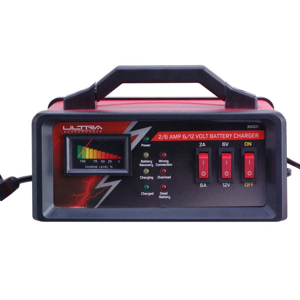 Ultra Performance 2/6 Amp 6/12-Volt Manual Battery Charger with Trickle Charge Mode