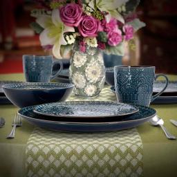 Elama Deepsea Mozaic 16-Piece Sea Blue Stoneware Dinnerware Set, Service for 4 thumbnail 10