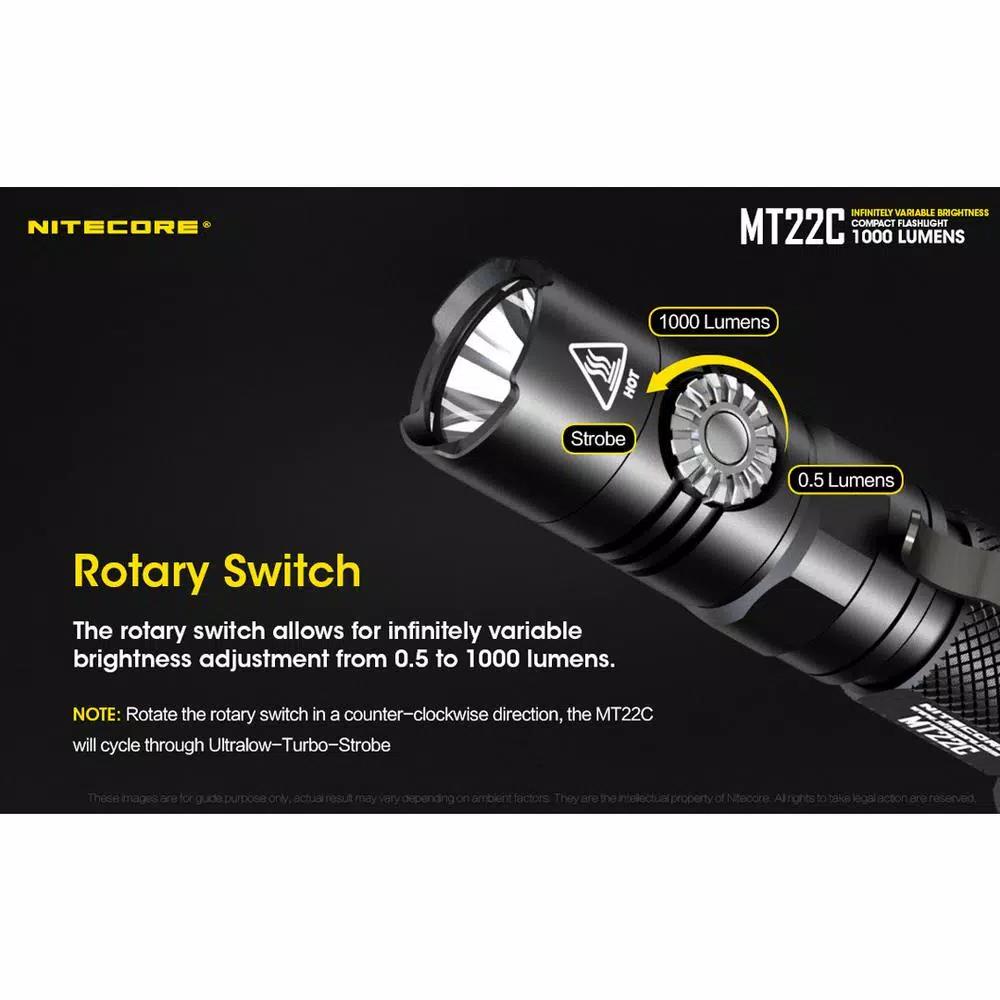 NITECORE MT22C Multitask Series Tactical LED Flashlight, 1000 Lumens, USB Rechargeable