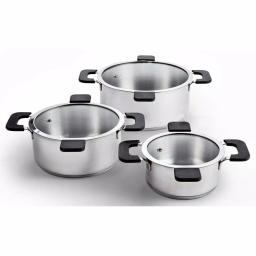 Ozeri 6-Piece Stainless Steel Induction Cookware Set with Patent-Pending Hands-Free Straining Glass Lids thumbnail 1