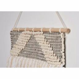 LR Home Fringed Diamond Ivory and Natural Tufted Cotton Wall Tapestry thumbnail 4