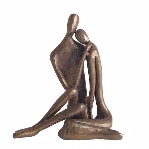 Danya B Cast Bronze Couple Embracing Sculpture - Handcrafted Sand Cast Metal Statuary