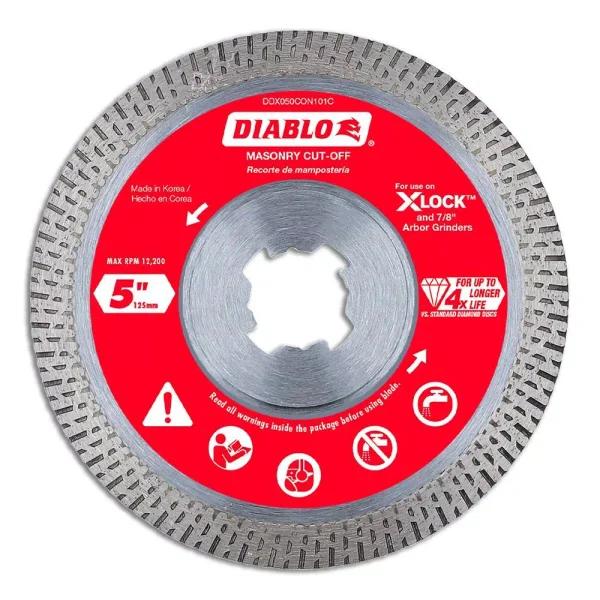 Diablo 5 in. Diamond Continuous Rim Masonry Cut-Off Wheel with X-Lock Arbor
