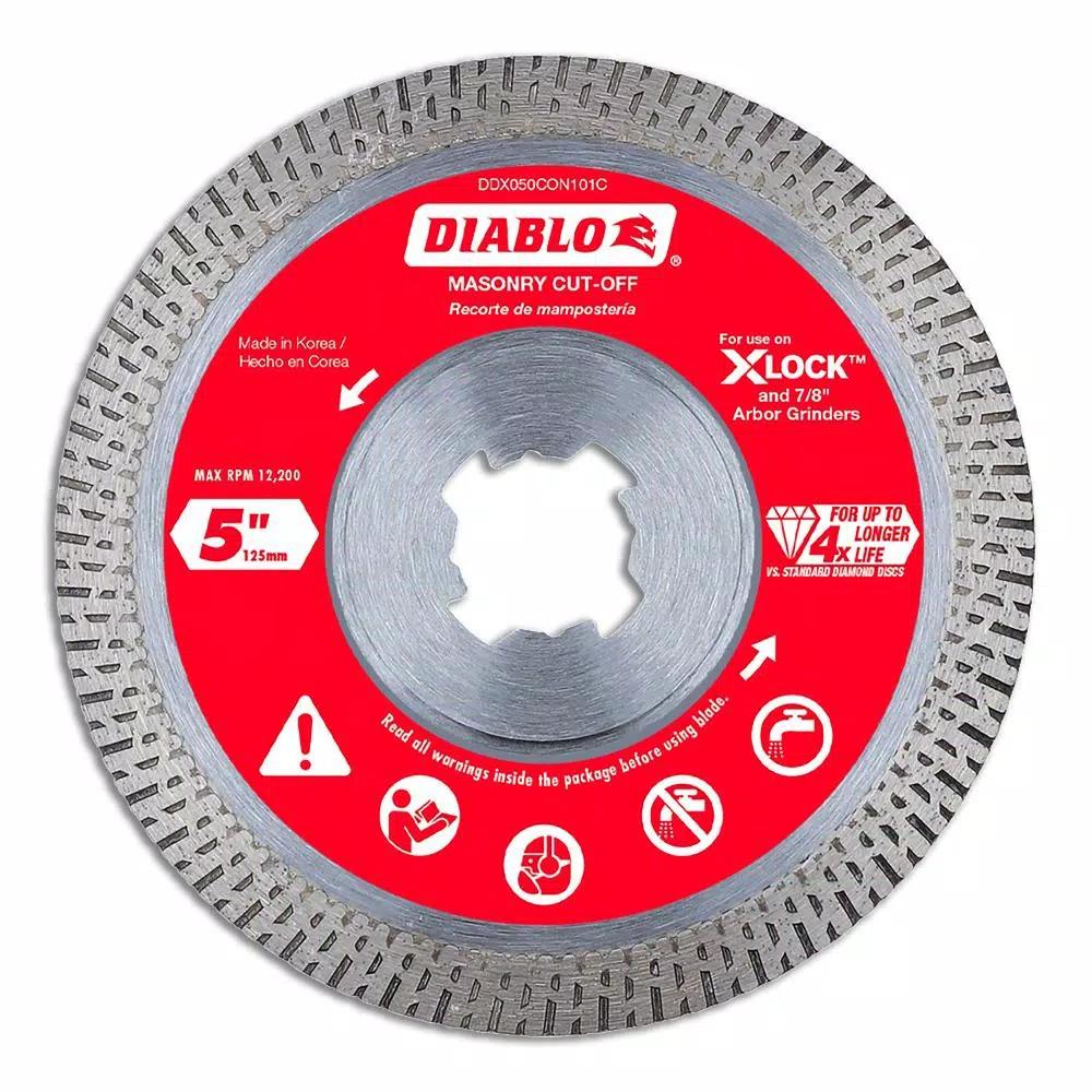 Diablo 5 in. Diamond Continuous Rim Masonry Cut-Off Wheel with X-Lock Arbor