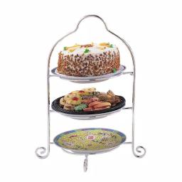 Heim Concept Silver 3-Tier Round Metal Dessert Stand, 11 inch Diameter thumbnail 2
