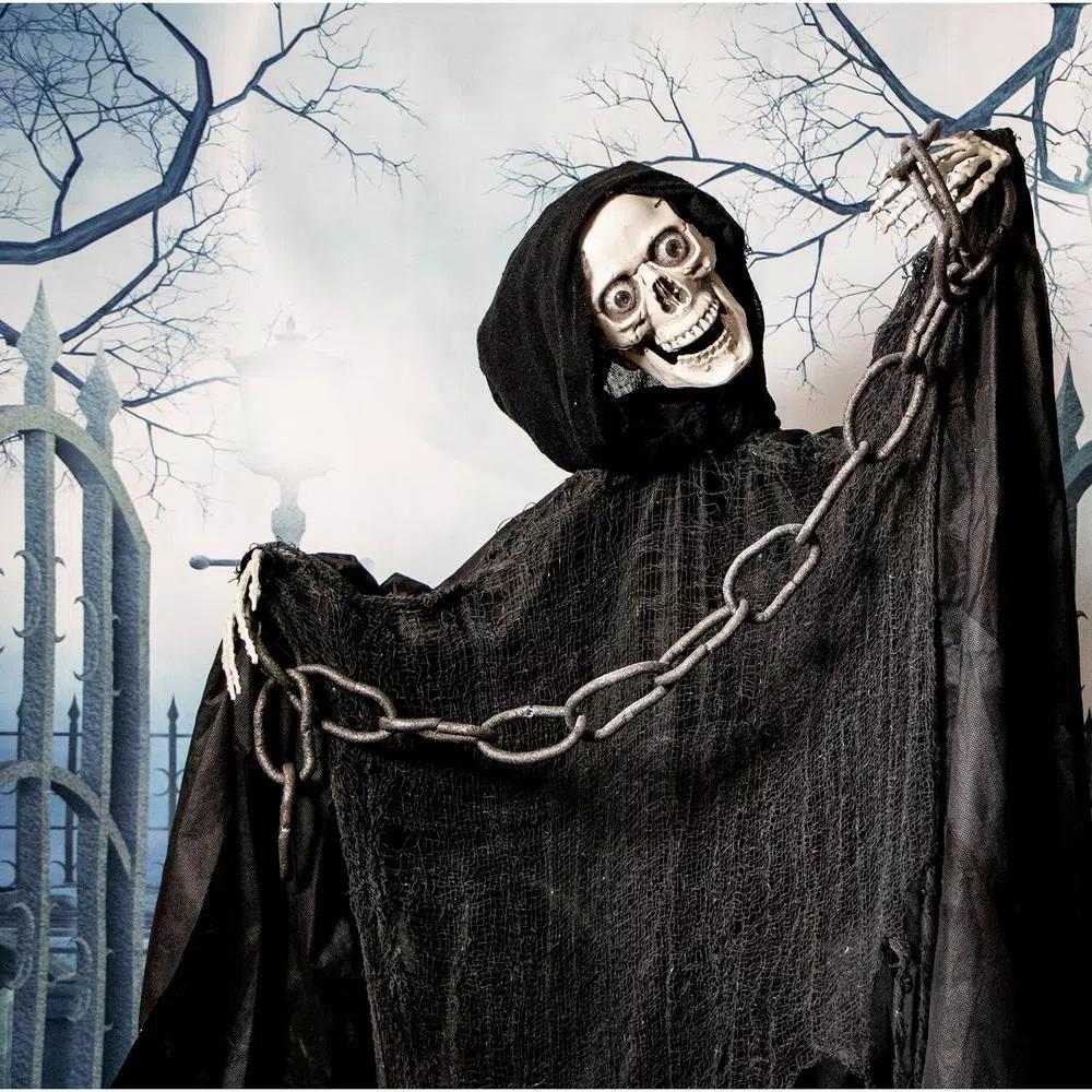 Haunted Hill Farm 5 ft. Talking Animatronic Skeleton Halloween Prop