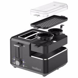 West Bend 2-Slice Wide Slot Breakfast Station Toaster and Egg Poacher with Meat Warming Tray, Black thumbnail 5