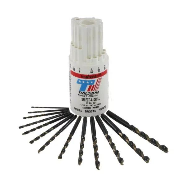 Triumph Twist Drill 13-Piece High Speed Steel Jobber Length Twist Drill Bit Set, 1/16 in. to 1/4 in.