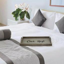 Elegant Designs Our Nest Rustic Gray Wooden Decorative Serving Tray with Black Metal Handles thumbnail 7