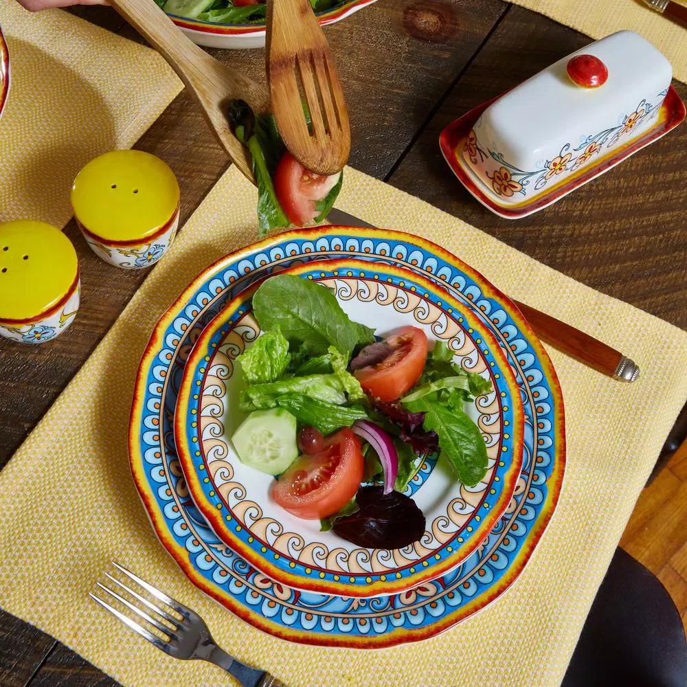 Euro Ceramica Duomo 16-Piece Stoneware Dinnerware Set, Italian Design, Service for 4
