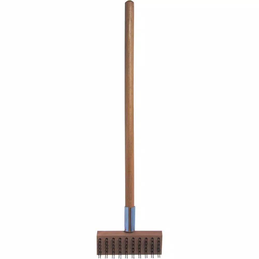 Carlisle Flatwire Oven and Grill Brush with Scraper and Wood Handle