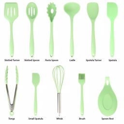 MegaChef 12-Piece Mint Green Silicone Kitchen Utensil Set thumbnail 7