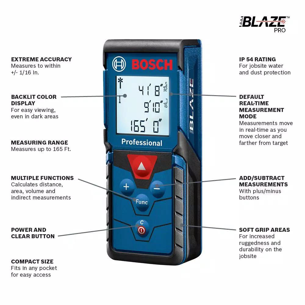 Bosch BLAZE Pro GLM165-40 165 ft. Laser Distance Measure