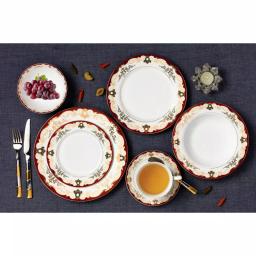 Lorren Home Trends La Luna Mabel 57-Piece Red Bone China Dinnerware Set, Service for 8 thumbnail 5