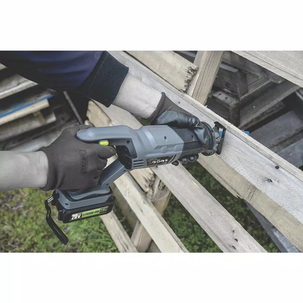 Genesis 20V Cordless Variable Speed Reciprocating Saw Kit with 2Ah Battery, Charger, and 2 Blades