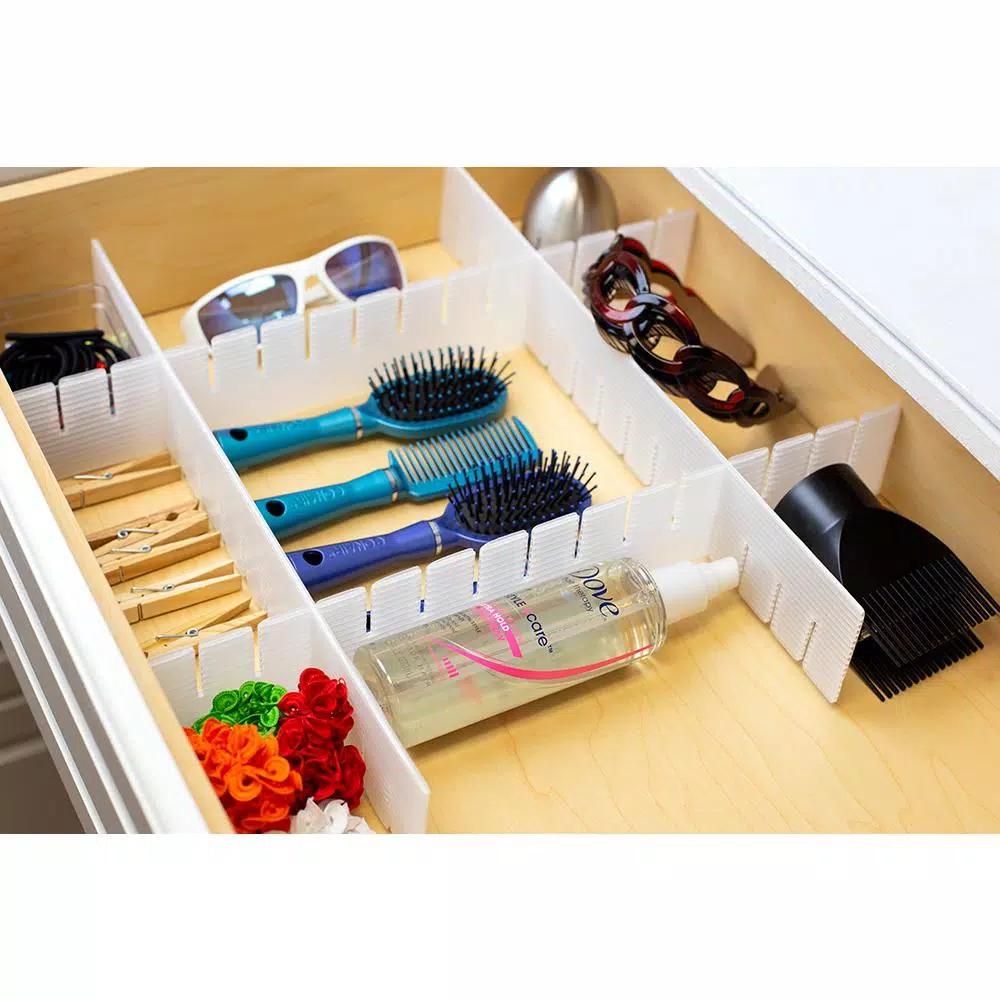 Unbranded White Plastic Drawer Organizer Divider, Customizable Compartments for Office and Home