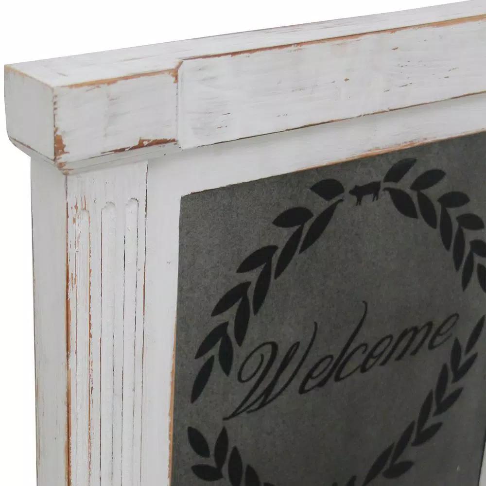 FirsTime & Co. FirsTime and Co. 34.5 in. x 16 in. Whitewash Wreath Chalkboard Memo Board, Farmhouse Style