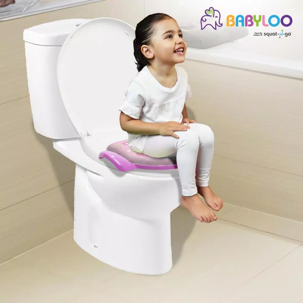 Babyloo Children's Soft Cushion Toilet Seat with Handles and Splash Guard - Pink