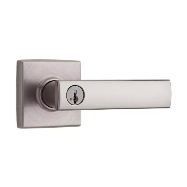 Kwikset Vedani Satin Nickel Square Exterior Entry Door Lever with SmartKey Security