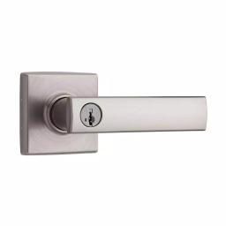 Kwikset Vedani Satin Nickel Square Exterior Entry Door Lever with SmartKey Security thumbnail 1