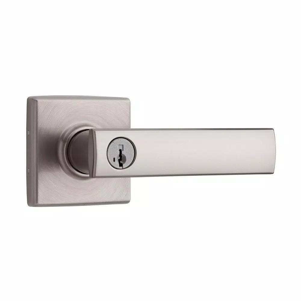 Kwikset Vedani Satin Nickel Square Exterior Entry Door Lever with SmartKey Security