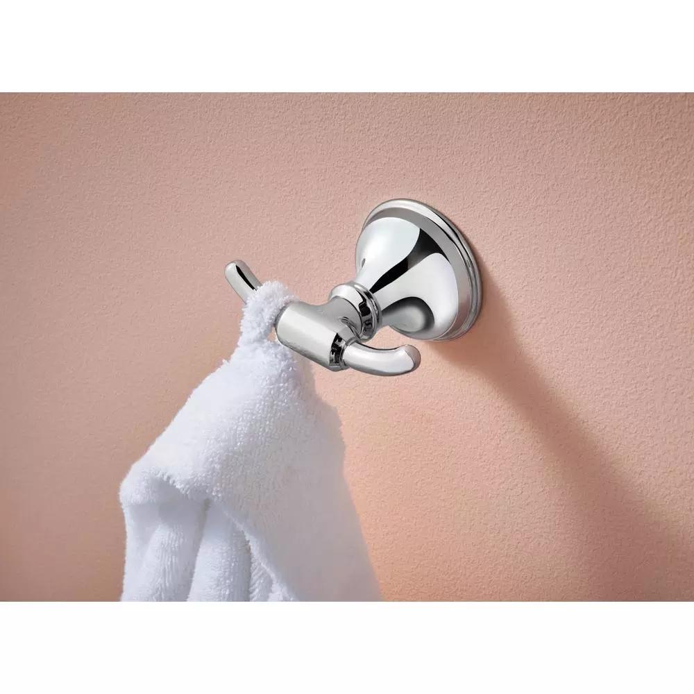 MOEN Jansen Chrome Screw-In Robe and Towel Hook, 2-Hook Design