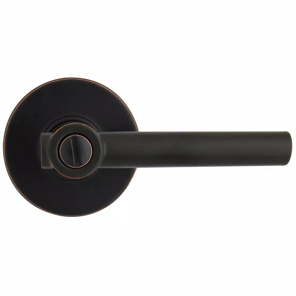 Defiant Highland Aged Bronze Privacy Door Lever with Round Rose