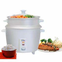 Elite Gourmet 16-Cup Rice Cooker with Steam Tray, White thumbnail 2