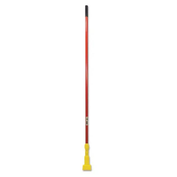 Rubbermaid Commercial Products 60 in. Fiberglass Wet Mop Handle with Yellow Plastic Clamp Head, Red