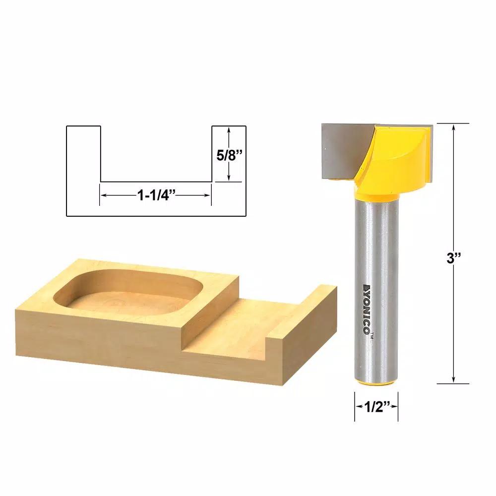 Yonico 1-1/4 in. Carbide Tipped Bottom Cleaning Router Bit, 1/2 in. Shank