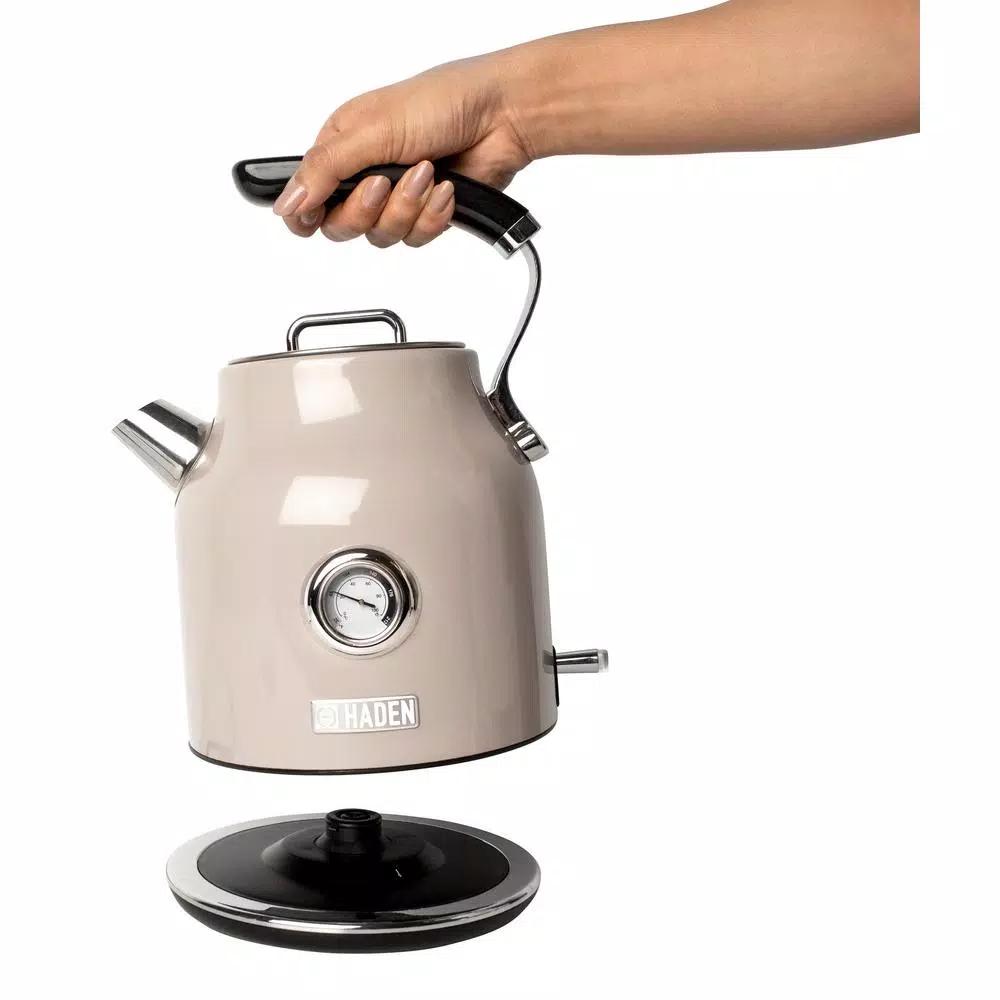 Haden Dorset 1.7L Electric Kettle, 7-Cup Stainless Steel with Auto Shut-Off, Putty Beige