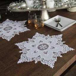 Heritage Lace Snowflake 18 in. White Round Lace Doily Charger, Set of 2 thumbnail 2