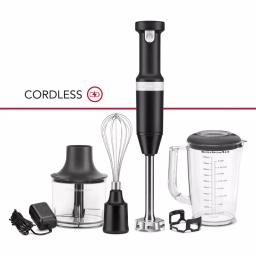 KitchenAid Cordless Variable Speed Hand Blender with Chopper and Whisk Attachments, Black Matte thumbnail 1