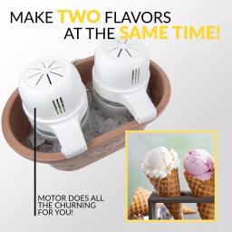 Nostalgia 4 Qt. Double Flavor Ice Cream Maker, Brown Countertop Electric Machine thumbnail 6