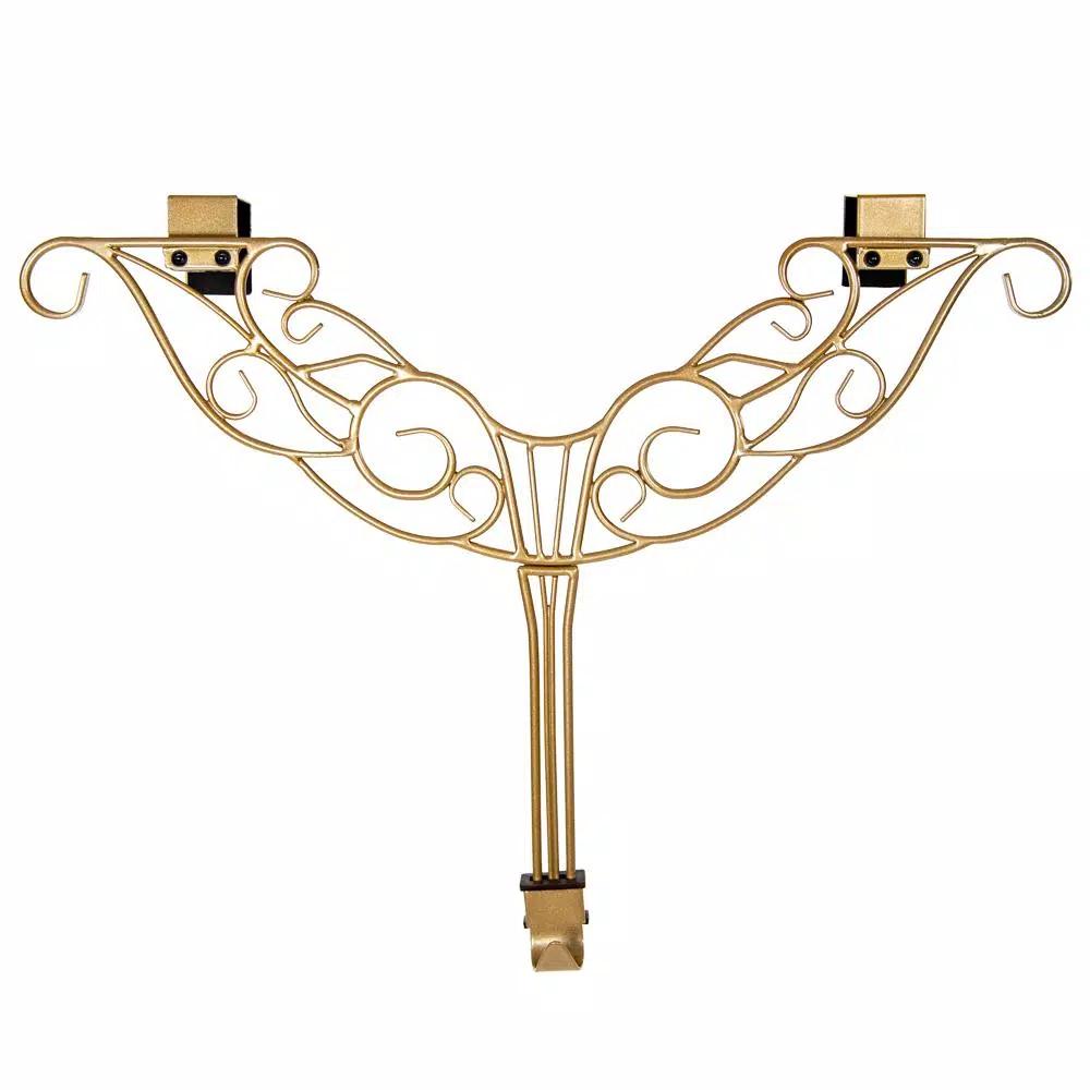 Village Lighting Company 19 in. Gold Antler Adjustable Wreath Hanger, Durable Wrought Iron