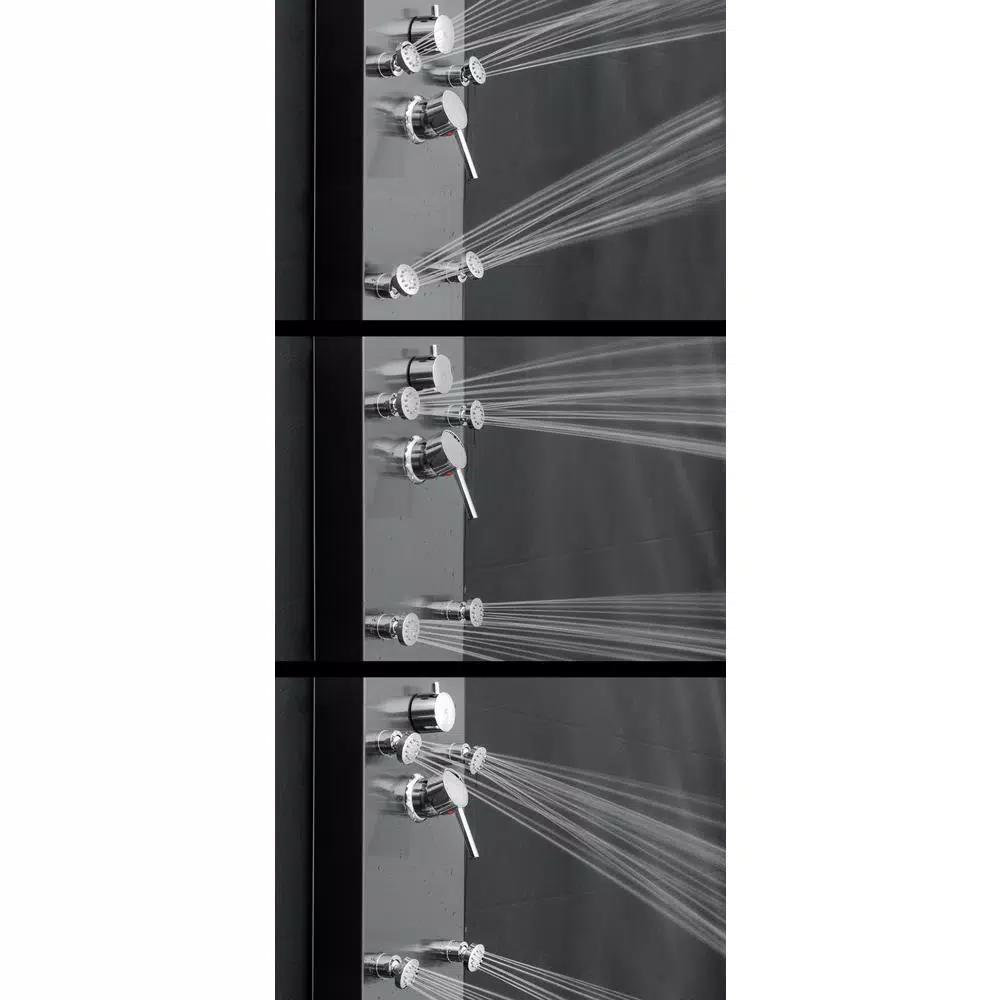 AKDY 65 in. 8-Jet Shower Panel System, Space Gray Brushed Stainless Steel with Rainfall, Waterfall & Wand