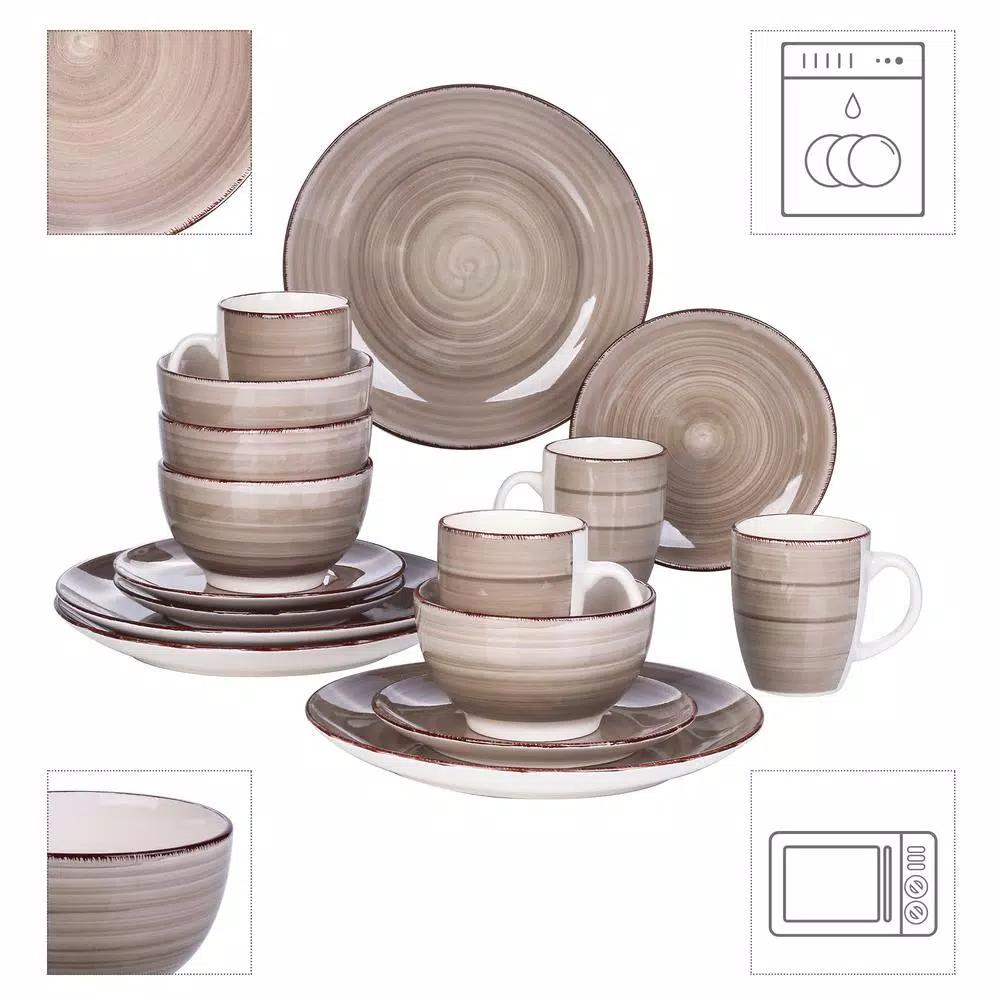 vancasso Bella 16-Piece Porcelain Dinnerware Set, Vintage Creme Beige Service for 4
