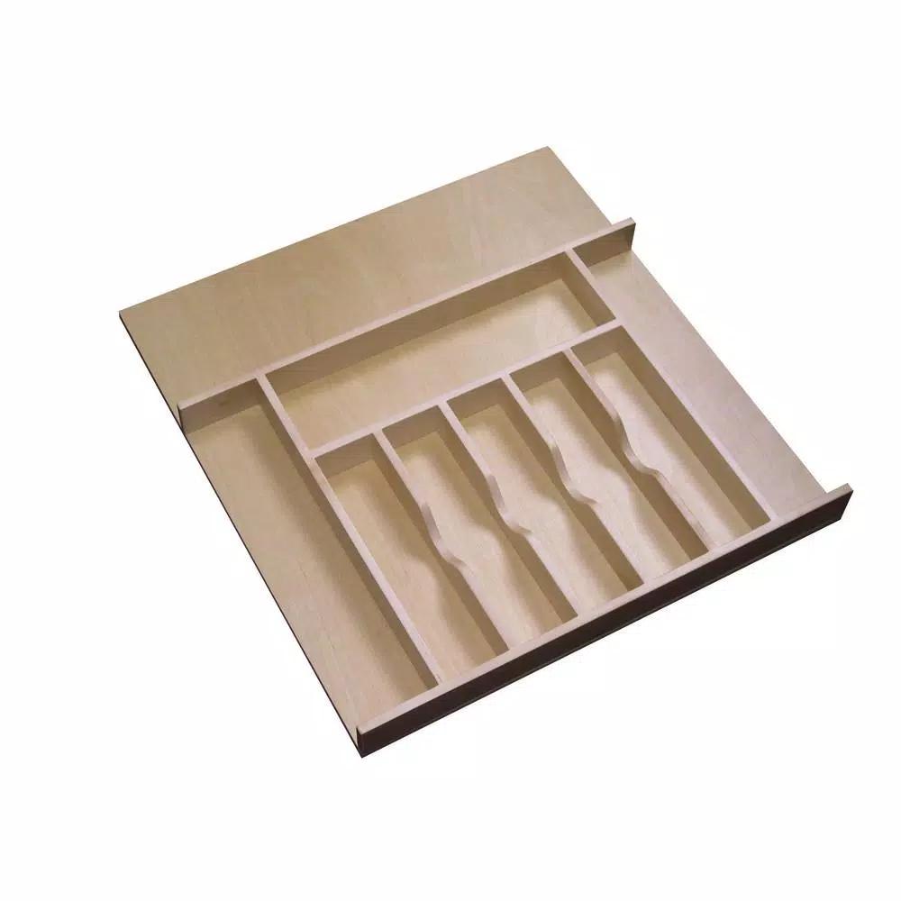 Rev-A-Shelf Wood Cutlery Tray Insert, Maple Hardwood Drawer Organizer, 20.62 in. W x 22 in. D