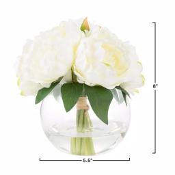 Pure Garden 8 in. Cream Rose Artificial Floral Arrangement in Glass Vase thumbnail 6