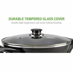 Ovente 13-Inch Non-Stick Electric Skillet with Tempered Glass Lid and Adjustable Temperature Control, Black thumbnail 4
